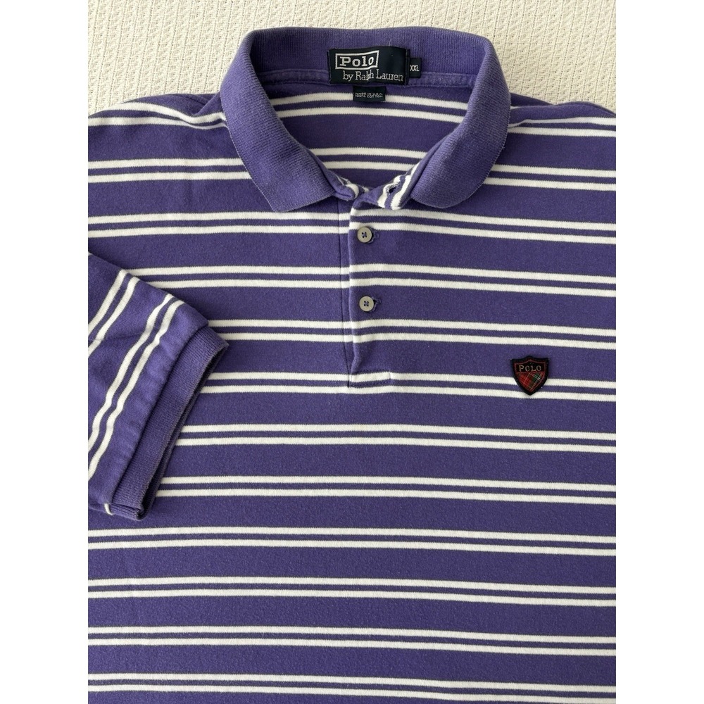 Ralph Lauren Polo Shield Logo Purple Mens Short Sleeve Polo Shirt Size XXL